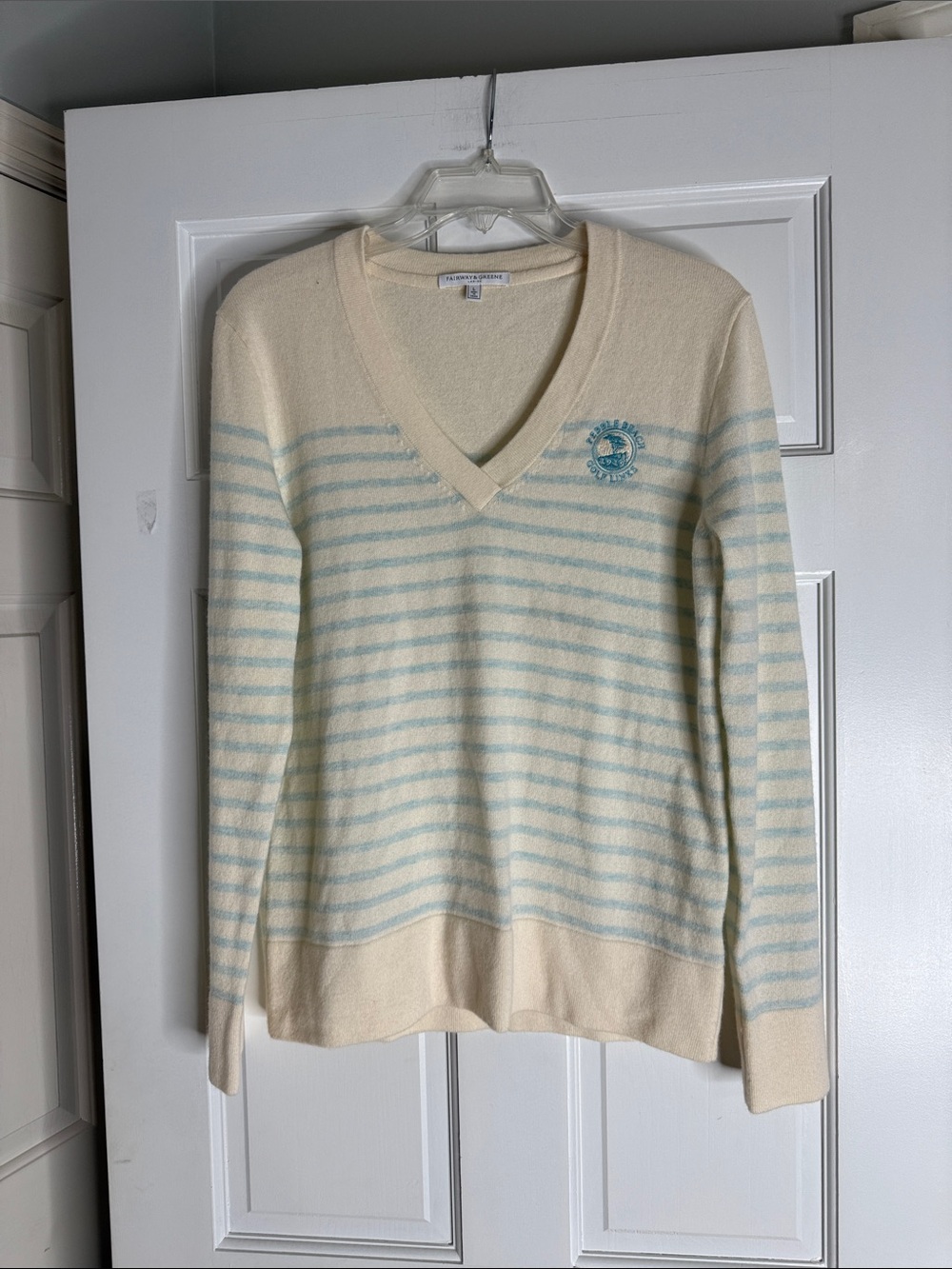 Fairway & Greene V-Neck Sweater cashmere pebble beach large